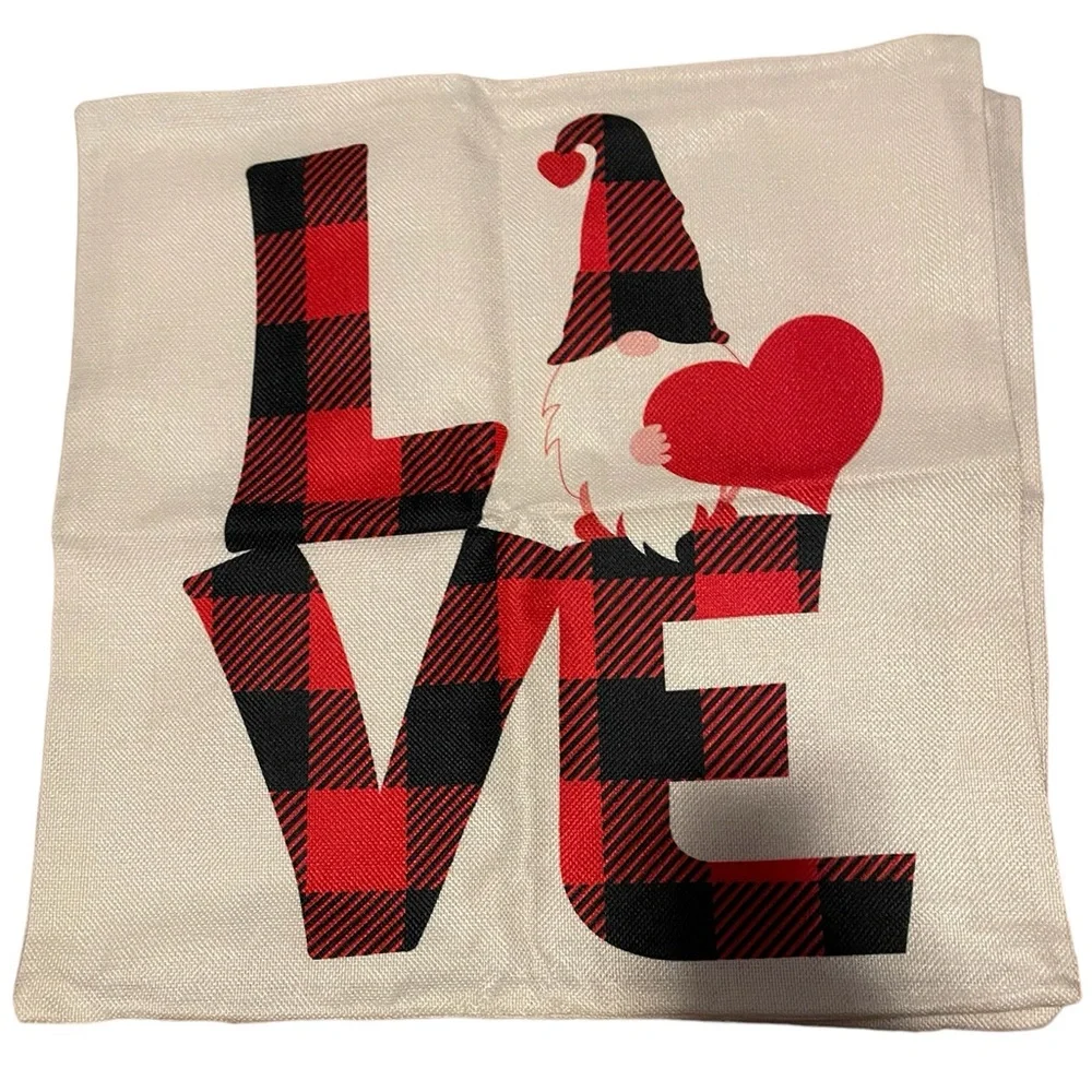Set of 4 Valentine 18x18 inch buffalo plaid pillow covers all different designs